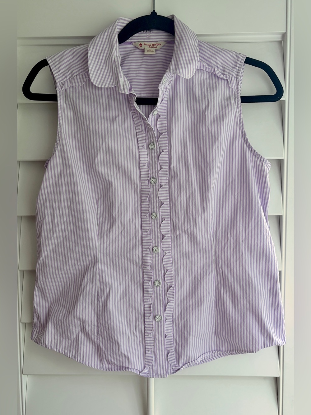 Brooks Brothers Sleeveless Lavender Stripe Button-Up Top